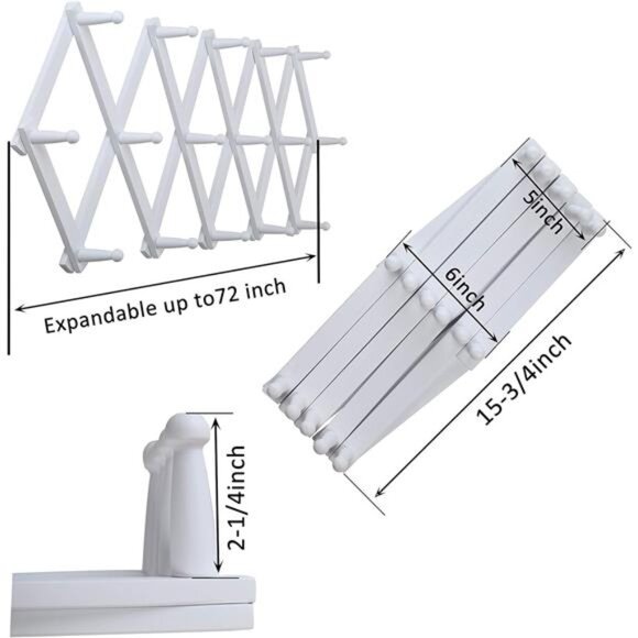 Wall Hanger,Expandable Wooden Coat Rack Wall Mounted,Accordion - Picture 3 of 14
